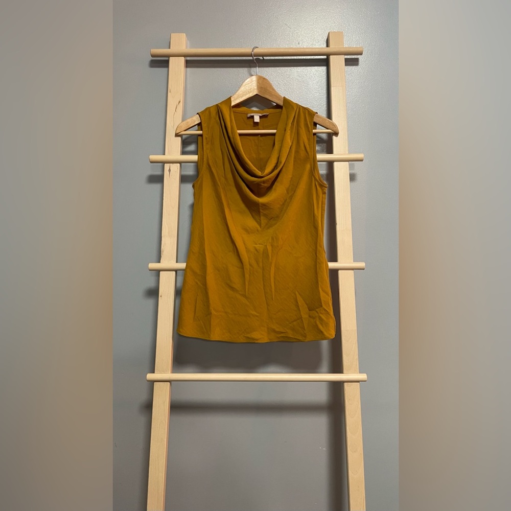Banana Republic Mustard Sleeveless Drape Neck Top